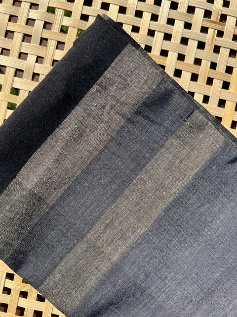 Handloom Woven Cotton Scarf - Horizontal Black Brown Grey