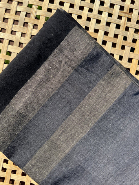Handloom Woven Cotton Scarf - Horizontal Black Brown Grey