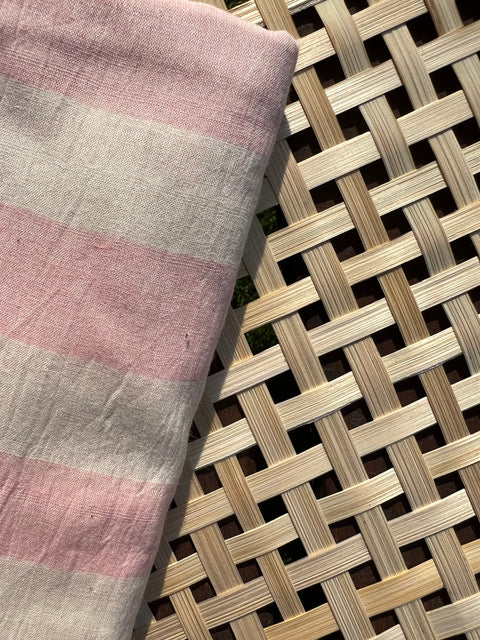 Handloom Woven Cotton Scarf - Rose Stripes