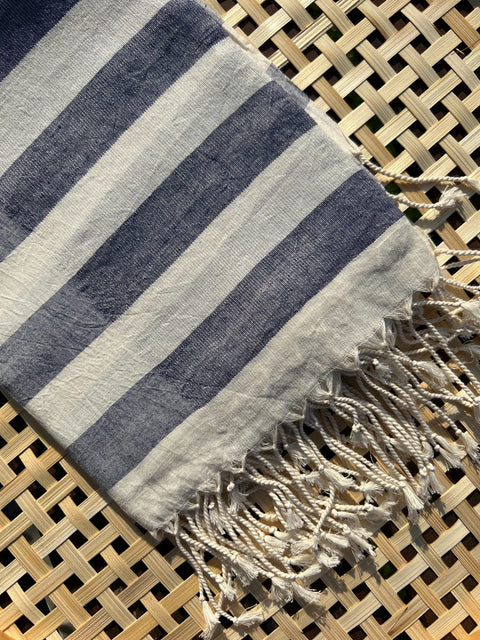 Handloom Woven Cotton Scarf - Ocean Stripes